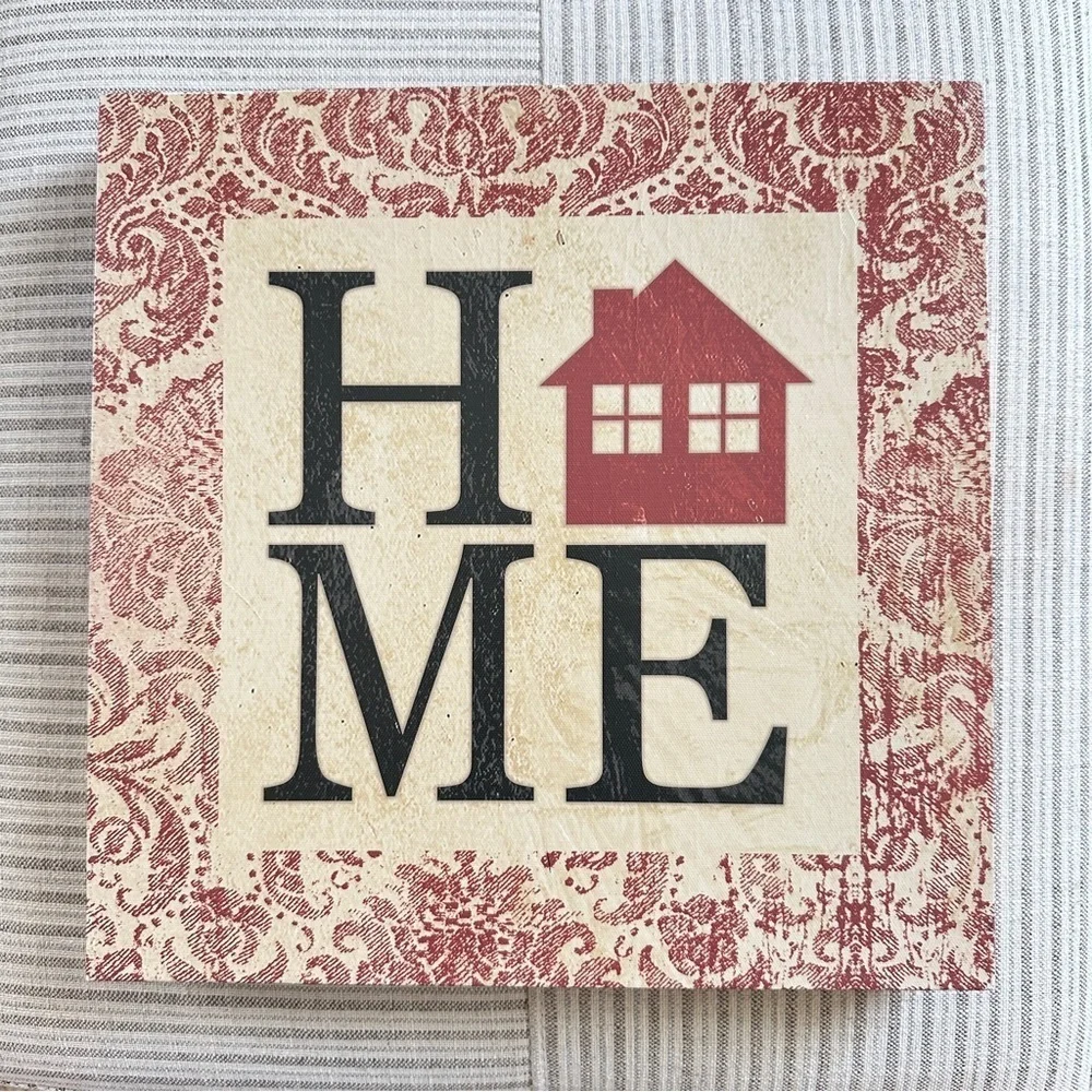 Home Bandana Print Wrapped Canvas Wall Art